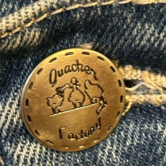 Quacker Factory High Rise Blue Jeans with Black Floral Design - Picture 3 of 5